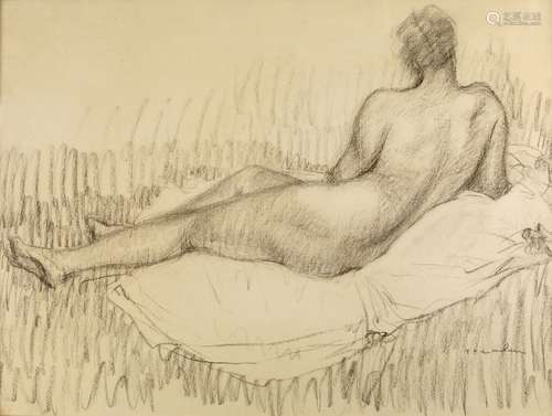 Theophile Alexandre Steinlen, French/Swiss 1859-1923- 'Nu de dos allongé' (Nude with elongated back)