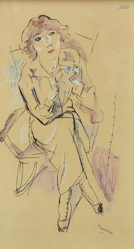 Jules Pascin, Bulgarian/American 1885-1930- Hermine David, l'épouse de Pascin (The wife of Pascin)