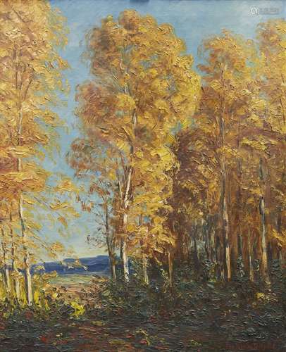 Leo Klein von Diepold, German 1865-1944- Herbstwald (Autumn Forest); oil on canvas, signed, 80 x