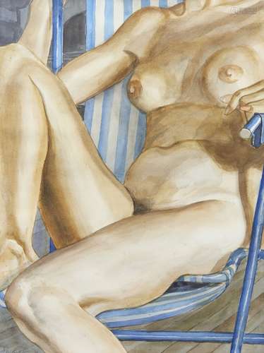 Philip Pearlstein American b.1924- Seated female nude, 1986; watercolour, signed and dated '86' in