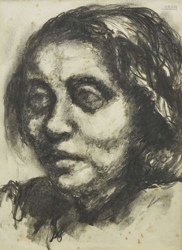 Else Meidner, German 1901-1987- Self Portrait, c.1940s; charcoal on wove paper, 26.5 x 19.5cm (