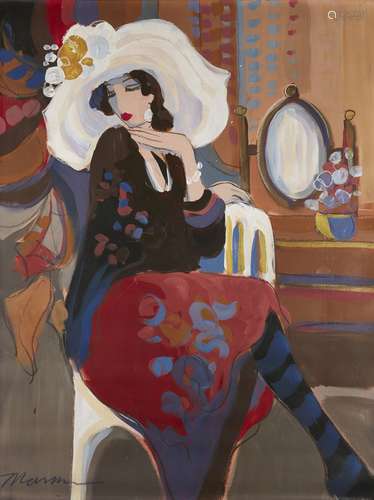 Isaac Maimon, Israeli b.1951- Woman seated in an interior; oil on unstretchered canvas, signed,