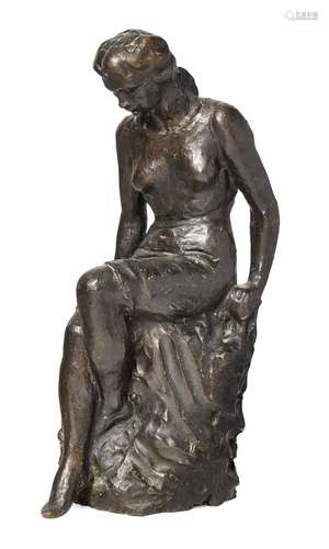 T. Sangtiago, Spanish mid-20th century; Seated Woman, 1964; bronze, signed, dated '4-64' and