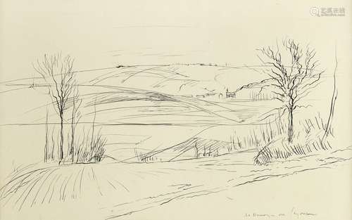 Andre Dunoyer de Segonzac, French 1884-1972- Paysage (Landscape); pen and black on laid paper,