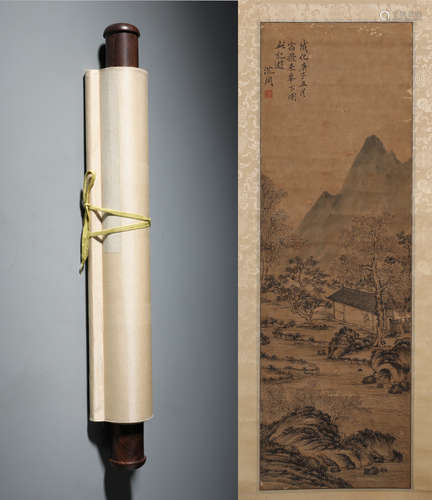 A Fine Chinese Hand-painted Scroll Signed By Shenzhou