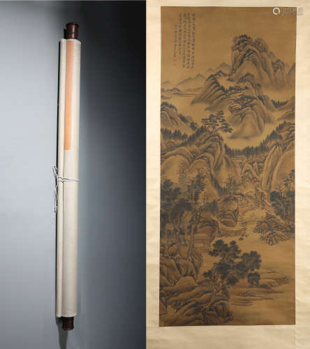 A Fine Chinese Hand-painted Scroll Signed by Wanghui