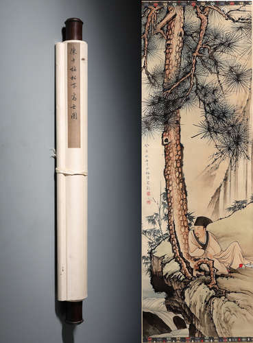 A Fine Chinese Hand-painted scroll of Scholors Signed by Chen Shaomei