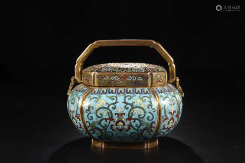 A CLOISONNE CENSER OF FLORAL PATTERN