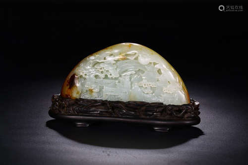 A HETIAN JADE ORNAMENT IN LANDSCAPE SCULPTURED