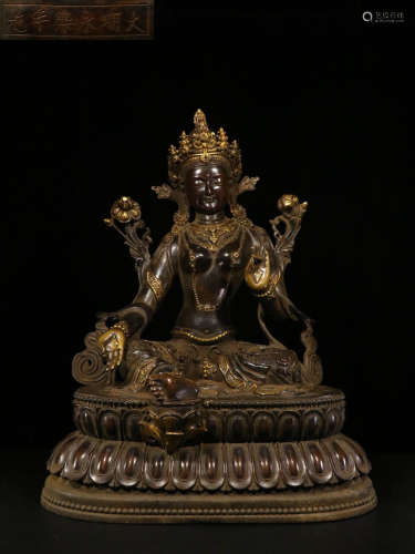 A DAMING YONGLE MARK GILT BRONZE BUDDHA