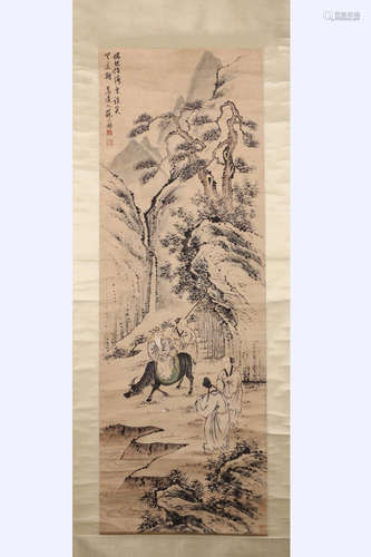 AN SCENE OF FAREWELL TO FRIENDS INK SCROLL FROM SULIUPENG