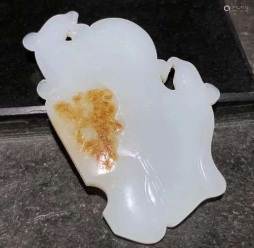 WHITE HETIAN JADE DRAGON&PHONIX PENDANT