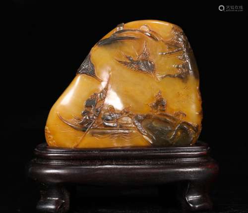 SHOUSHAN TIANHUANG STONE&SHELL STORY SEAL ORNAMENT