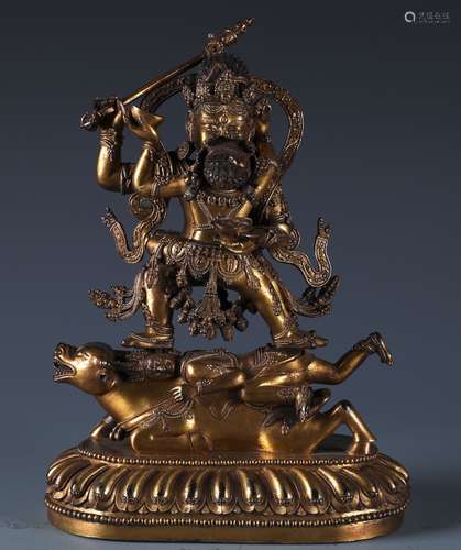 A Chinese Gilt Bronze Figure of Yamantaka