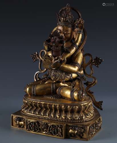 A Chinese Gilt Bronze Figure of Vajra