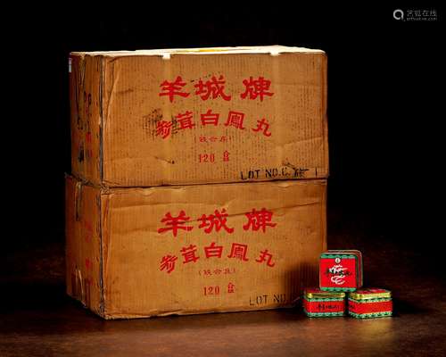 80年代羊城牌参茸白凤丸（出口装两原箱） 数量：240盒（4粒／盒）