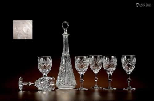 二十世纪制 水晶酒具一组（六只酒杯） 年代：比利时 二十世纪