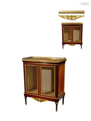 1879年制 路易十六样式铜鎏金装饰桃花心木书架 年代：法国 约1879年