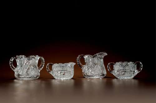 水晶咖啡茶具四件套组 年代：法国 约1990年