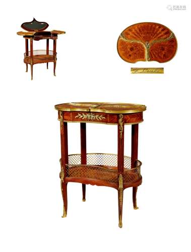 1905年制 路易十五样式“蝴蝶式”黄檀木和桃花芯木粉妆桌 年代：法国 约1905年