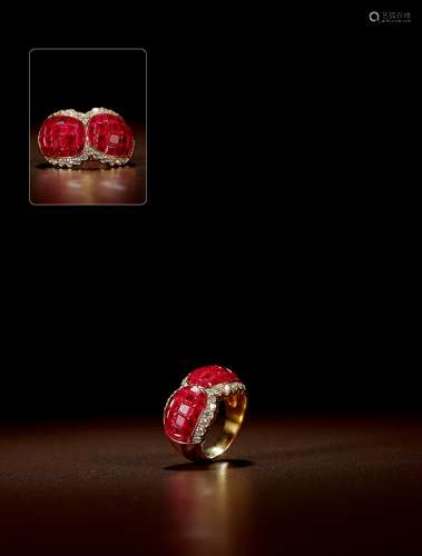1950年制 梵克雅宝（Van Cleef & Arpels）MYSTERY-SET红宝石戒指 年代：法国 约1950年