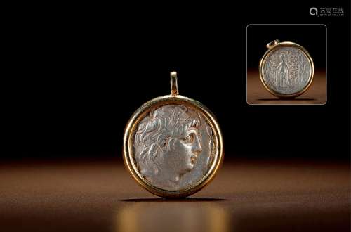 古希腊安提阿银币包金吊坠 年代：古希腊时期