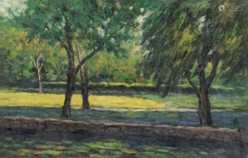 莫 朴（1915-1996）柳浪公园 布面 油画