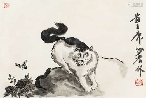 沙 耆（1914-2005）猫 纸本 水墨