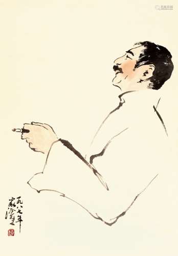 陈家泠（b.1937） 鲁迅像 设色纸本 镜片