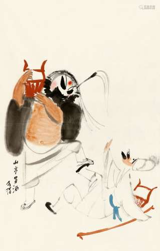 高马得（1919-2007） 山亭买酒图 设色纸本 画心