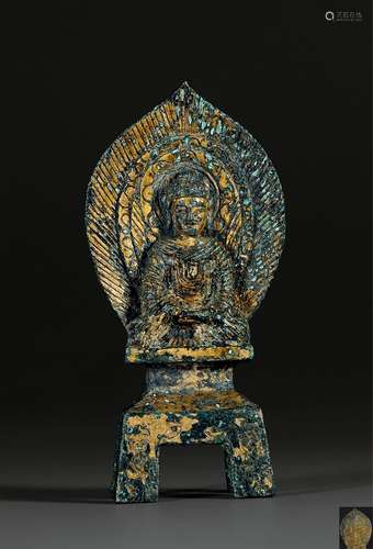 北魏·铜鎏金释迦坐像 NORTHERN WEI DYNASTY A GILT-BRONZE FIGURE OF SAKYAMUNI