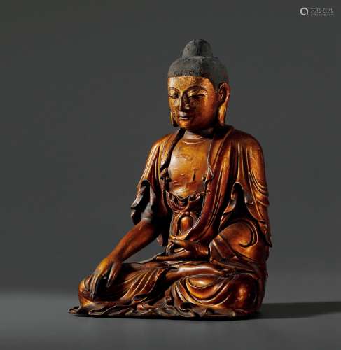 清·木胎释迦坐像 QING DYNASTY A WOOD FIGURE OF SAKYAMUNI