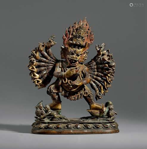 清·铜大威德金刚立像 QING DYNASTY A BRONZE FIGURE OF YAMANTANKA