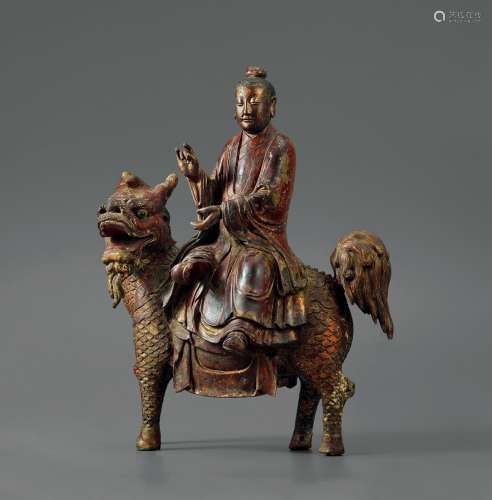 清·木胎太乙天尊立像 QING DYNASTY A WOOD FIGURE OF ‘TAI YI TIAN ZUN’