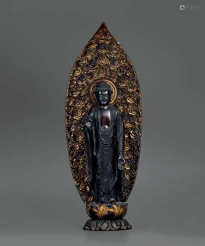 江户时期·木胎释迦佛坐像 EDO PERIOD A WOOD FIGURE OF SAKYAMUNI