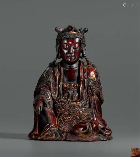 清·木胎观音坐像 QING DYNASTY A WOOD FIGURE OF AVALOKITESVARA