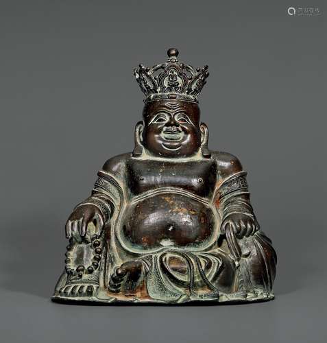 明·铜弥勒坐像 MING DYNASTY A BRONZE FIGURE OF MAITREYA