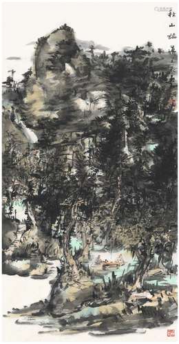 熊红钢（1959～  ） 秋山论道图 设色纸本 画心