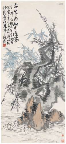 蒲 华（1832～1911） 梅竹图 设色纸本 立轴