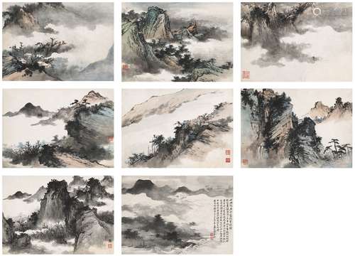 卢振寰（1886～1979） 山水册页 设色纸本 册页（八页）