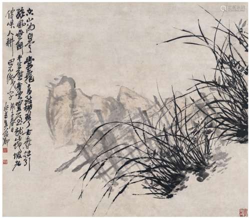 吴昌硕（1844～1927） 幽兰高致图 设色纸本 立轴