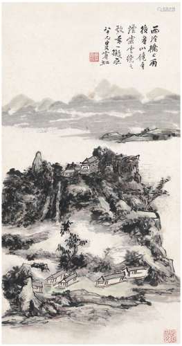 黄宾虹（1865～1955） 西泠雨后图 设色纸本 立轴