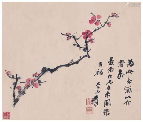张大千（1899～1983） 一枝独秀图 设色纸本 镜片