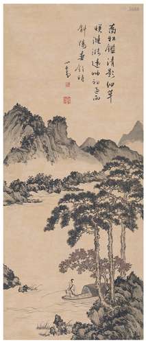 溥 儒（1896～1963） 湖山垂钓图 设色纸本 立轴