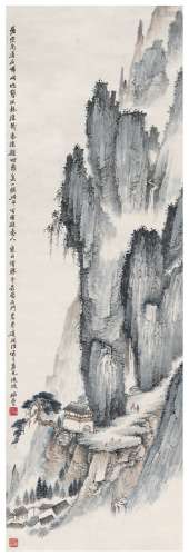 钱松嵒（1899～1985） 云岭隐居图 设色纸本 立轴