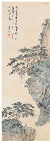 溥 儒（1896～1963） 松溪钓矶图 设色纸本 立轴