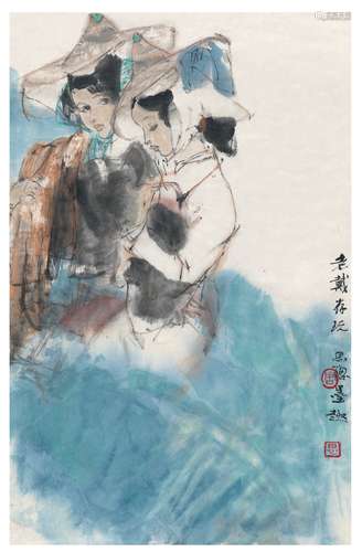 周思聪（1937～1997） 少女图 设色纸本 画心