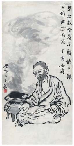 吕凤子（1886～1959） 高僧图 水墨纸本 立轴