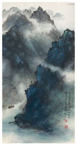 黎雄才（1910～2001） 嘉陵江行图 设色纸本 镜片