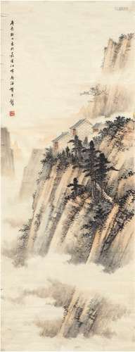 黄君璧（1898～1991） 云山精舍图 设色纸本 画心